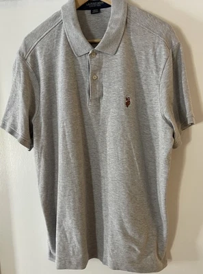 Polo masculino EUA Assn Luxury Feel XL cinza manga curta colarinho - Imagem 1 de 4