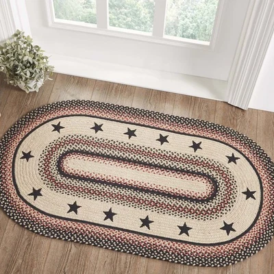 Accent Rug Colonial Star Jute Country 27x48 Oval No Slip Floor Mat VHC Brands - Image 1 of 4