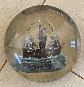 Ancien Presse Papier - Notre Dame de Boulogne - Boule Sulfure - Doré - Picture 1 of 5