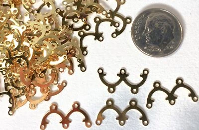 Conector 100 GoldPlate Latón 16x5mm Enlace 2+3 Lazos Araña Pendiente Gotas* Foto 1 de 4