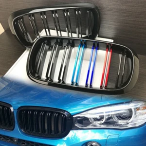 Parrilla de riñón capó delantero negro brillante para BMW F15 F16 X5 X6 2014-2018 2 PIEZAS - Imagen 1 de 8