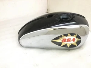 BSA A65 2 GALLON BLACK & CHROME STEEL PETROL FUEL GAS TANK 1968-1969 |Fit For - Picture 1 of 4