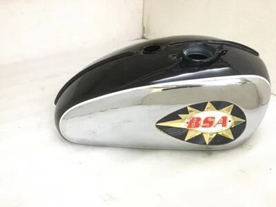 BSA A65 2 GALLON BLACK & CHROME STEEL PETROL FUEL GAS TANK 1968-1969 |Fit For - Image 1 of 4