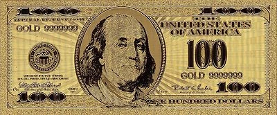 USA  $100 Gold plated 9999999  Uncirculated Banknote - Image 1 of 2