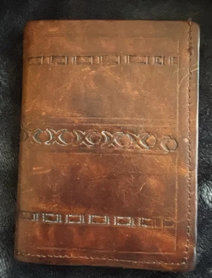 Cartera de cuero vintage años 70 tooled para hombre hecha a mano marrón Foto 1 de 4