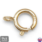 9ct Gold Bolt Ring Clasp 6mm Closed Ring Fastening for Bracelet Necklace