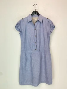 Esprit Blue Chambray Shirt Dress Collared Button Front Short Sleeve Casual UK 18 - Picture 1 of 11