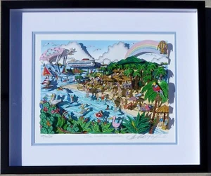 Charles Fazzino "OUR CARIBBEAN VACATION" Framed Deluxe 3-D Hand signed super fun - Picture 1 of 7