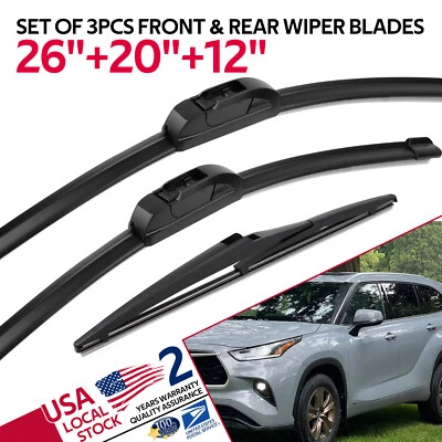 Limpiaparabrisas delantero y trasero para Toyota Highlander 15-19 de 26""/20""/12 Foto 1 de 4