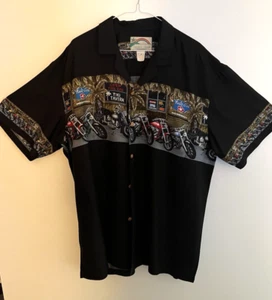 PARADISE FOUND RAYON Motorcycles Vintage 50s Shirt Size Large Made in Hawaii - Picture 1 of 16