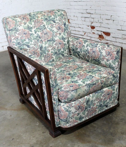 ON SALE! Art Deco Oak and Upholstered Club Chair Cover
