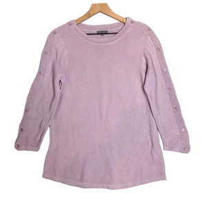Joseph A Lilac Purple Textured Knit Button Detail 3/4 Sleeves Sweater Size M - Picture 1 of 8