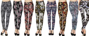 New Paisley Print Plus Size Peachskin Soft Print Leggings O/S 10-18 L02 - Picture 1 of 29