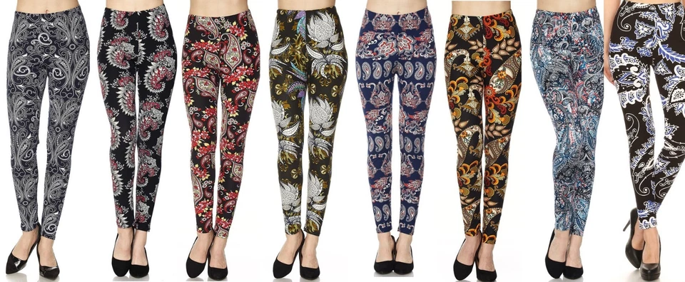 Nuevo Leggings Estampado Paisley Talla Grande Piel Melocotón Estampado Suave O/S 10-18 L02 Foto 1 de 1