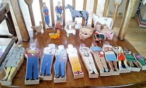 25 wood wedgie guidecraft play figures. farm set & career. 2 sided.stands - Picture 1 of 10