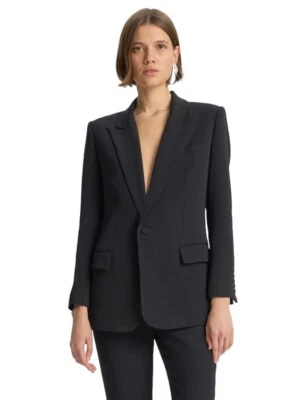 A.L.C. Wool Peplum Hem Blazer Black Single Button Silk Lining Two Pockets Size 2 - Image 1 of 4