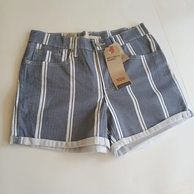 Pantalones Cortos Levi's Mujer Talla 30 Tiro Medio Ajustados Verano Tirantes Longitud Media Foto 1 de 4