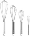 4 Pieces Stainless Steel Whisks Set Wire Whisk Balloon Whisk Egg Beater Kitchen