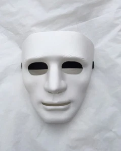 Mask Plain White Full Face Plastic Costume Party Cosplay Fancy Dress - Picture 1 of 2