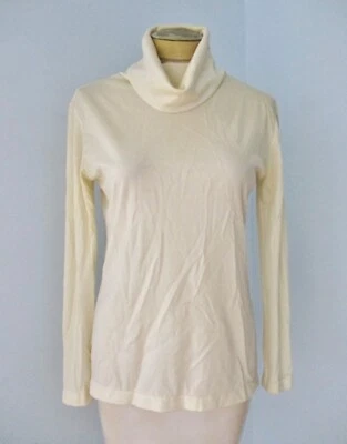 Vtg 60s 70s beige nylon knit long sleeve pullover cowl neck top secretary M - Image 1 of 4