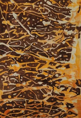 Alfombra oriental moderna abstracta marrón/naranja alfombra de lana anudada a mano de 5'x7' Foto 1 de 4