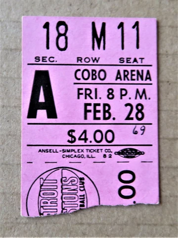 Detroit Pistons vs Baltimore Bullets Ticket stub Feb 28, 1969 - COBO Arena ! Cover