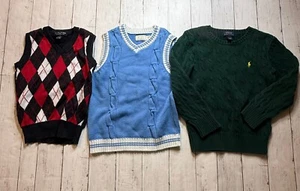 Mix Brand Boys Multicolor Ripped Tight Knit Vest Pullover Sweater Sz. 6 Lot of 3 - Picture 1 of 10