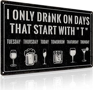 Funny Bar Sign for Home That Start with T Vintage Metal Sign Wall Decor - Picture 1 of 12