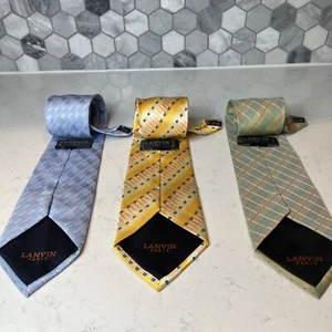 Lanvin Paris Krawatten 100% Seide Krawatte Geometrisch Handgefertigt In Frankreich 3 Stück - Bild 1 von 20