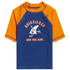 Quiksilver Little Boys 5 Short Sleeve UV Rash Guard Shirt Bubble Trouble Blue - Picture 1 of 2