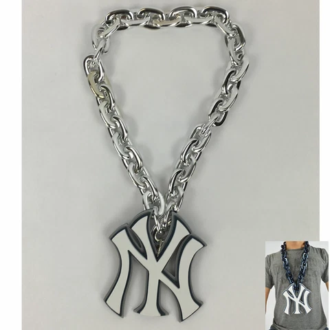 New MLB New York Yankees Silver Fan Chain Necklace Foam Cover
