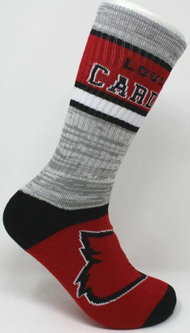 Louisville Cardinals NCAA For Bare Feet Double Deuce Gray Knit Crew Socks *Large Cover