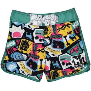 NEW MAMBO BOYS GREEN PRINT DRAWSTRING BOARDSHORTS SHORTS BOARDIE SIZE 8,10,12 - Picture 1 of 3