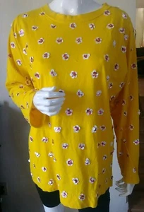 California Sunwash women top sequin flower pattern long sleeves SIZE M EUC  - Picture 1 of 8