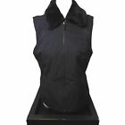Ann Taylor Womens Full Zip Faux Fur Lined Vest Pockets Black Size Medium