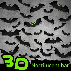 Adesivi Murali Halloween 3D 128pz Decorazioni Pipistrello Plastica Glow-in-the-dark Decorazione - Foto 1 di 13