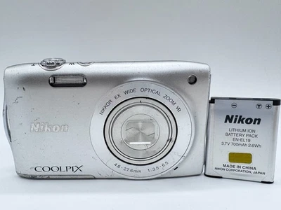 Nikon COOLPIX S3300 Silver Compact Digital Camera USED TESTED from Japan - Image 1 of 4