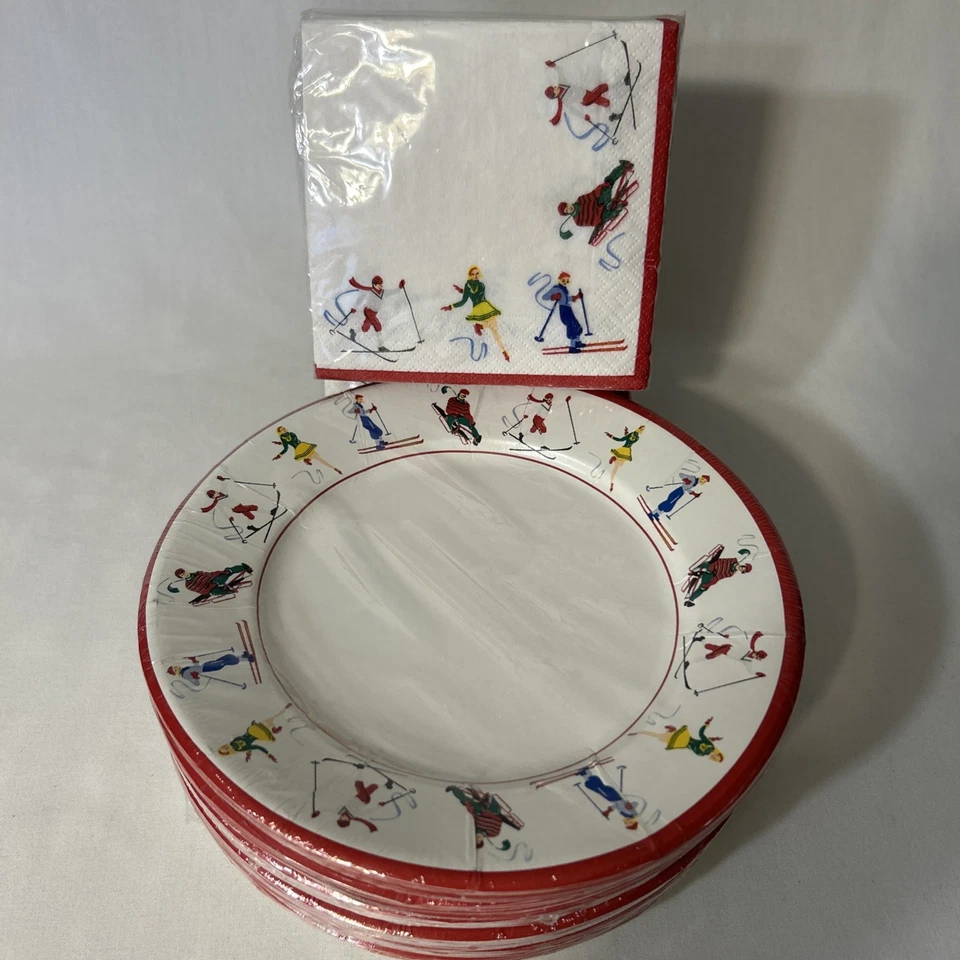 Caspari Deportes de Invierno Esquí 6 Paquetes 8" Platos 2 Paquetes Servilletas Williams Sonoma Foto 1 de 4