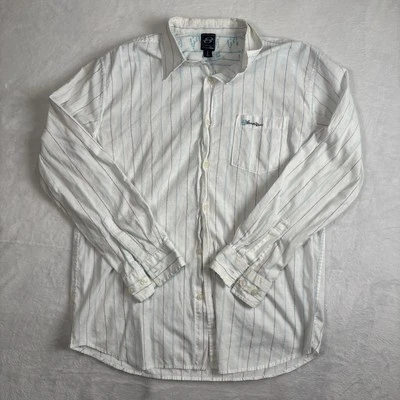 Винтажная сине-белая рубашка Anchor на пуговицах с воротником в полоску Surf Hawaii мужская большого размера - Изображение 1 из 4