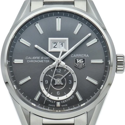 TAG HEUER Carrera Grand Date GMT Caliber 8 WAR5012.BA0723 Stainless Steel me... - Image 1 of 4