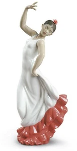 NAO BY LLADRO ARTE ESPAÑOL (BLANCO-ROJO) #1884 MARCA NUEVA EN CAJA FLOR BAILARINA AHORRA $$$ F/SH - Imagen 1 de 10