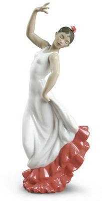 NAO BY LLADRO SPANISH ART (WHITE-RED) #1884 BRAND NIB DANCER FLOWER SAVE$$ F/SH - Image 1 of 4