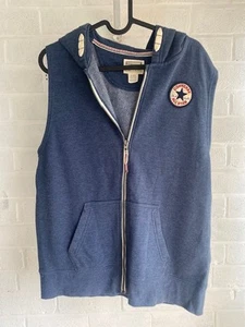 CONVERSE Gilet ALL STARS Blue Hooded Gilet Size S - Picture 1 of 12