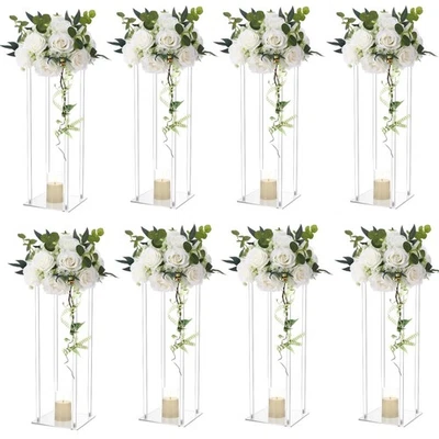 Soporte de 24 piezas para jarrón de acrílico para boda con flor artificial... Foto 1 de 4