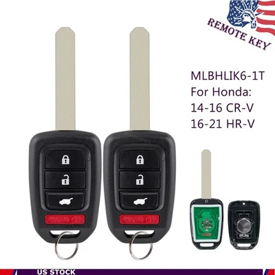 2 For 2014 - 2021 Honda CR-V HR-V Keyless Entry Remote Key Fob4 4B MLBHLIK6-1T - Image 1 of 4