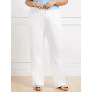 Talbots Nantucket Pull On Wide Leg Pants 100% Linen Women 3X White  - Picture 1 of 7