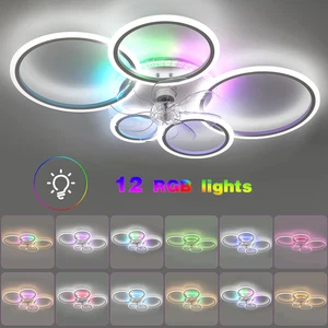 LED Deckenventilator RGB Deckenleuchte Beleuchtung mit Fernbedienung Wohn Zimmer - Bild 1 von 17