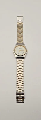 Pulseira de aço inoxidável Geneva quartzo analógico mostrador branco OURO/PRATA WAVE LINK - Imagem 1 de 4