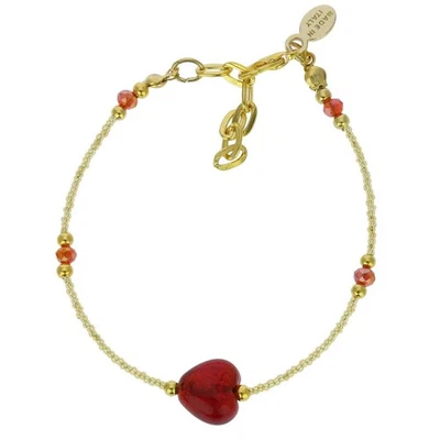 GlassOfVenice Murano Glass Heart Bracelet - Ruby Red - Image 1 of 4