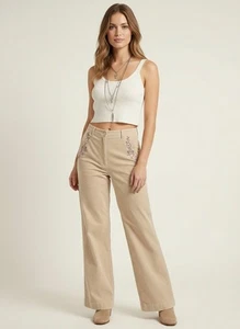 Pantalones De Colección Años 90 J.Marco Pana Suave Bordados Pierna Ancha | Cottagecore Boho Y2K - Imagen 1 de 18